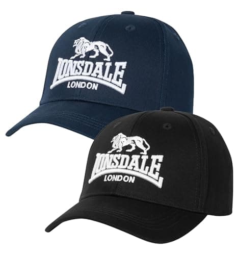Image of Lonsdale Unisex's Wiltshire Double Pack Cap, Black/Dark Navy, One Size
