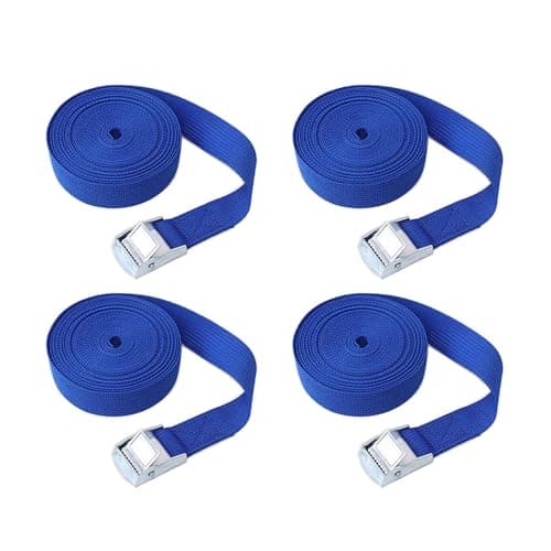 Image of Ratchet Tie Down Straps, 5m x 50mm 4Pcs Adjustable Lashing Straps with Alloy Buckle for Cargo Luggage Vans Trucks - Navy Blue