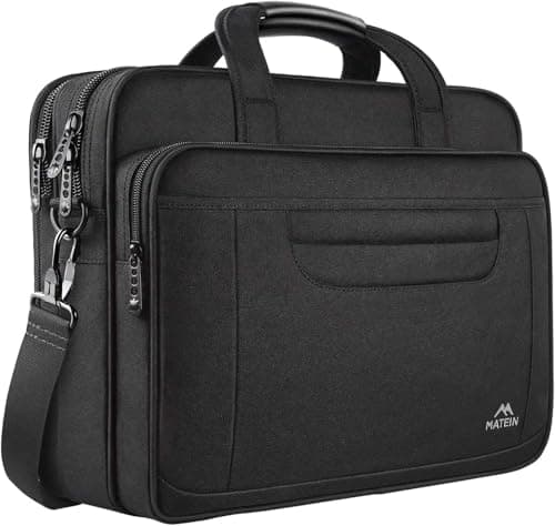 Image of MATEIN 17 inch Laptop Bag, Water-Repellent Computer Briefcase Fits Up to 16 inch Laptop, Gaming Shoulder Messenger Bag, Large Capacity for Business/Travel - Black