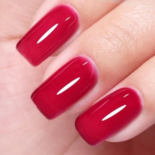 Image of Firedeep 10ml Hema Free Red Jelly Gel Nail Polish Transparent Wine Red Color Gel Polish Soak Off UV LED Cured Manicure Gift for Women