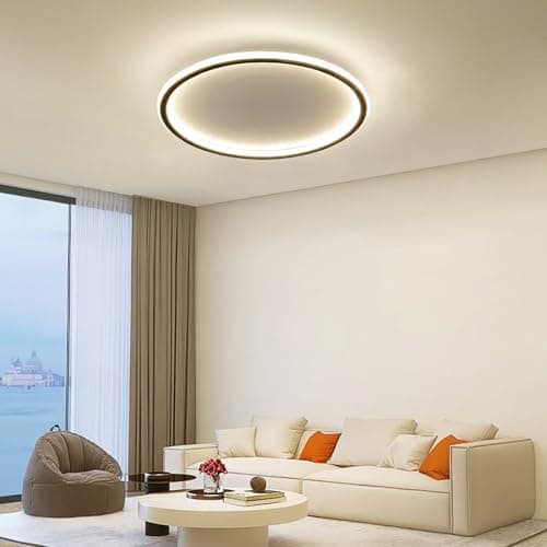 Image of Mikeru 60cm LED Round Ceiling Light, 3000K/4500K/6000K 3 Color Dimmable Contemporary Lighting 10% to 100% Slim Kitchen Ceiling Light with Remote Control for Garage, Lofts, Living Room