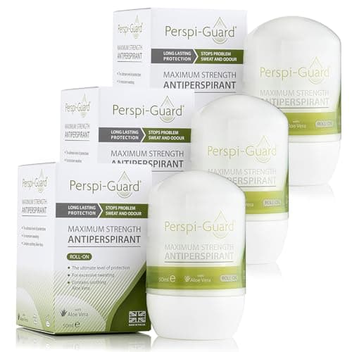 Image of Perspi-Guard Maximum Strength Antiperspirant Roll On Deodorant for Men & Women, Excessive Sweating, Hyperhidrosis Treatment, Unscented, 50 ml, 3-Pack