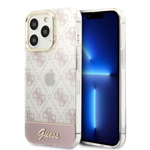 Image of GUESS GUHCP14MHG4MHP Hard Case for iPhone 14 Plus 6.7 Inch Pink/Pink 4G Pattern Script