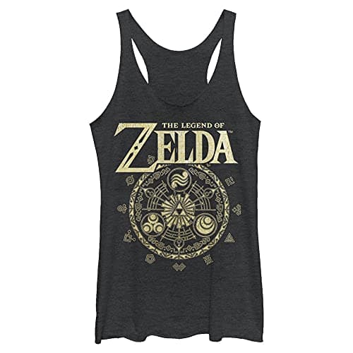 Image of Nintendo Zelda Cir Women's Racerback Tank Top, Black Heather, XS