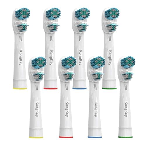 Image of Dual Clean Toothbrush Heads Compatible with Braun OralB Electric Toothbrushes, Double Heads Replacement Brush Heads Fit Oralb Professional Care, Vitality, Pro Smart Genius Series and More, 8 Pcs