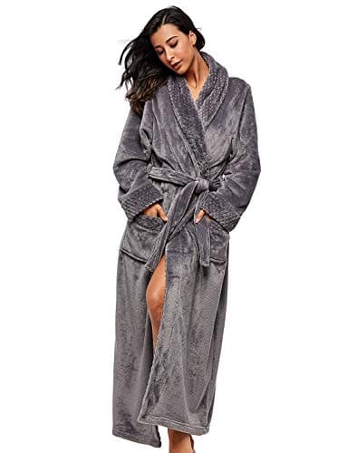 Image of BELLOO Women Fleece Robe Grey M
