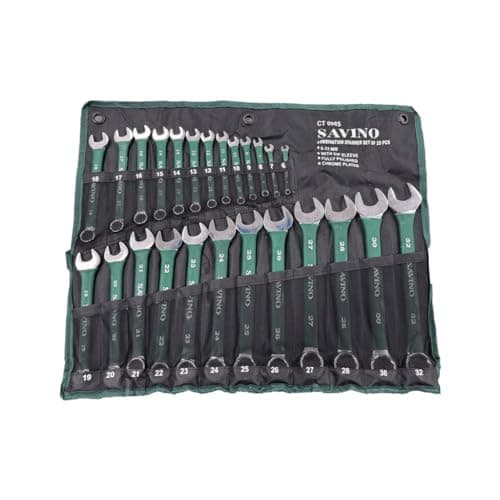 Image of Neilsen Savino CT0985 25pc Green Dip Combination Spanner Set - 6mm to 32mm, with Dipped Handles and Wallet, Durable and Versatile Spanner Set for Automotive, DIY, and Industrial Use