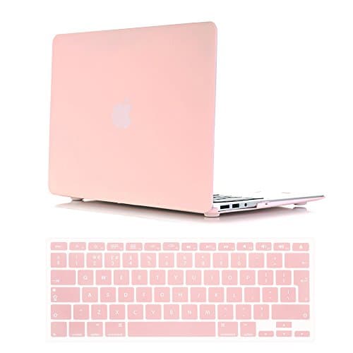 Image of Se7enline Compatible with Macbook Air 13.3 inch Case Frosted Matte Soft-Touch Hard Shell Case Cover for Macbook Air 13" Model A1369/A1466 with EU Layout Pink Keyboard Cover, Rose quartz (Baby Pink)