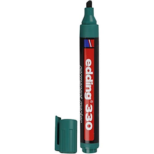 Image of edding 330 Permanent Marker - Green - 1 Pen - Chisel Tip 1-5 mm - Waterproof, Quick-Drying, Smear-Proof Pens - for Cardboard, Plastic, Glass, Wood, Metal and Fabric