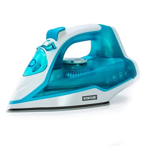 Image of STATUS 2400W Ontario Steam Iron, Ceramic Soleplate Clothes Iron, Variable Continuous and Burst Steam, White Aqua, (ONTARIOIRON1PKB4)
