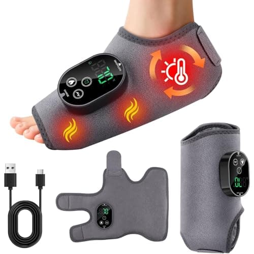 Image of Foot Massager with Heat and Vibration, Cordless Rechargeable Compression Wrap, Adjustable Temperature and Intensity, Foot Massagers for Pain and Circulation, Swelling and Achilles Relief,1Pcs