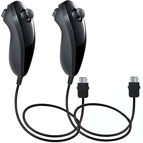 Image of AFUNTA Nunchuck Controllers for Nintendo Wii U, 2 Packs Replacement for WII U Video Game - Black [video game]