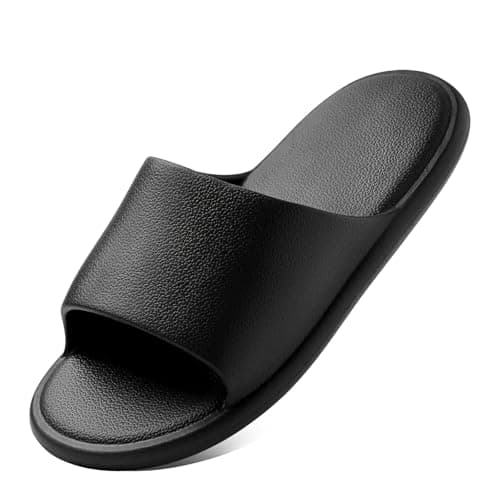 Image of JoWebb Unisex Slide Sandals, Women Men's Fashion Open Toe Beach Pool Slippers 8.5/9.5 UK Jet Black