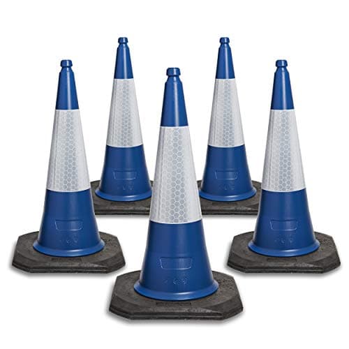 Image of 5 Blue cones 750mm with reflective sleeves by innovatus