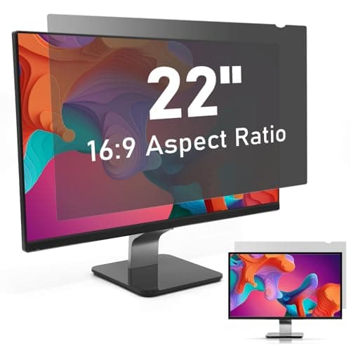 Image of 22 inch Computer Privacy Screen Filter for 16:9 Widescreen Display, SOPPY Monitor Screen Privacy Filter,Anti Spy Anti-Glare Blue Light Blocking Screen Protector Film (WxH: 487mmx274mm)