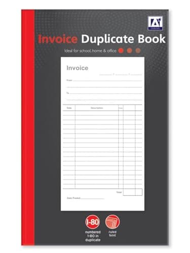 Image of Duplicate Receipt Books Pack 1 Small Business - Invoice Pad Self Employed - Cash Receipt Book Carbon Paper - 80 Numbered Pages Microperforated Tear-Out Sheets