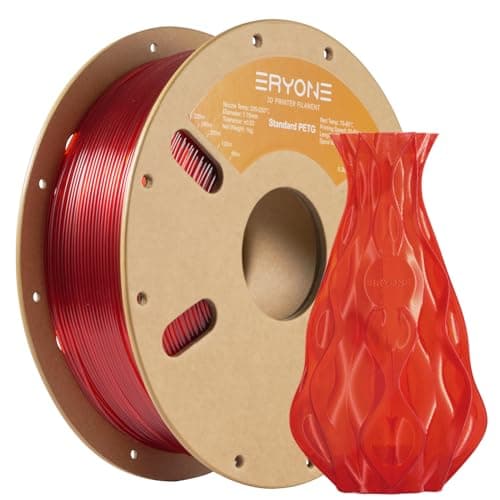 Image of ERYONE PETG Filament 1,75 mm, 3D Printer Filament PETG, +/- 0,03 mm, 1 kg/Spool,Tranparent Red