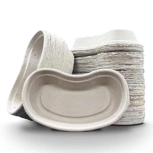 Image of DryFox Pulp Disposable Kidney Dish 700ml / 0.7L | 80 Pack | Curved Shaped Bowl, Ideal for Vomit, Sick, Fluid Waste, Bedside Patient Support, Healthcare, Care Home