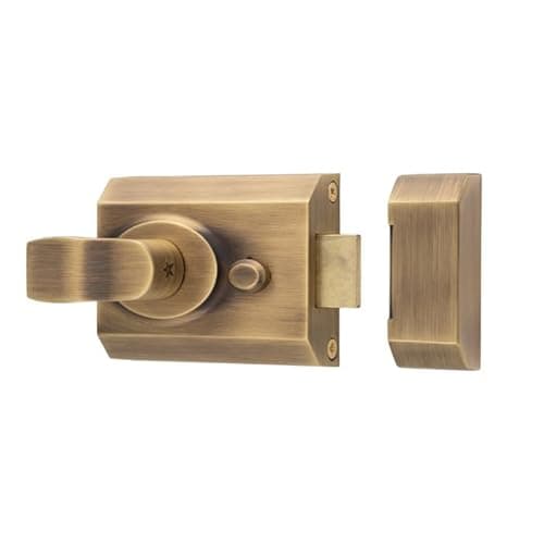 Image of Kooples Harwdare Contract Rim Cylinder Nightlatch – Standard Surface-Mounted Door Lock with Key Access (Antique Brass, 60mm)