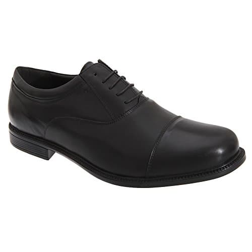 Image of Roamers Clark Mens Leather Fuller Fitting Capped Oxford Shoes Black