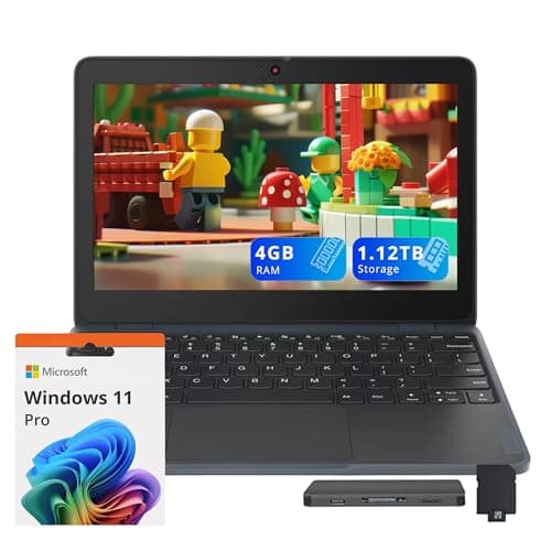 Image of Lenovo 100w Gen 4 11.6" HD Laptop, Intel Processor N100, 4GB LPDDR5, 1.12TB Storage (128GB SSD+ 1TB Docking Station Set), Intel UHD Graphics, 720p HD Camera Wi-Fi 6, Win 11 Pro, Gray