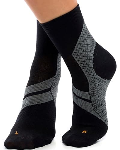 Image of ZaTech Plantar Fasciitis Sock, Compression Socks. Heel, Ankle & Arch Support for Women & Men.(Black/Grey, Large)
