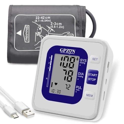 Image of Blood Pressure Monitor CE Approved UK, GPZON Accurate Digital BP Monitor with Large Cuff for Home Use, Irregular Heartbeat Diagnosis, Pulse Rate Meter,Cuff 22-40cm, 2X120 Memory (Blue)