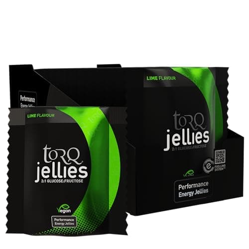 Image of TORQ Energy Chews for Running - Fast-Release Energy Gummies for Cycling & Endurance Sports | High Carbohydrate Dual Glucose & Fructose Gels | Lime Flavoured Vegan Jelly Soft Bites | 6x15