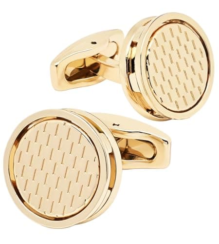 Image of Jonwo Golden Hollow Out Design Cufflinks for Men Lady In Gift Case Classic Round Men's Cufflinks Jewelry Set for Wedding Anniversary Business Party Events Tuxedo Dress