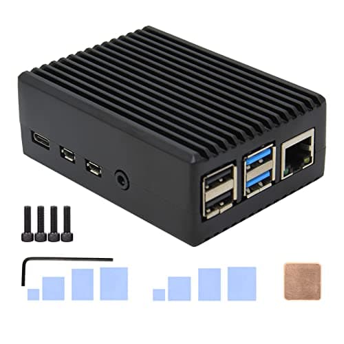 Image of Geekworm Raspberry Pi 4 Aluminum Case - Heavy Duty Passive Heat Dissipation Metal Case for Raspberry Pi 4B Only