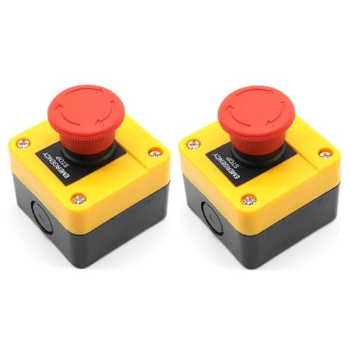 Image of 2Pcs Red Mushroom Push Button Switch Emergency Stop Switch for Controlling Electromagnetic Starters, Contactors, Relays