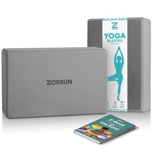 Image of Yoga Block Set of 2 - High Density EVA Foam Blocks - Light Grey Anti-Slip Yoga Brick with eBook - Perfect for Pilates, Exercise, & Meditation