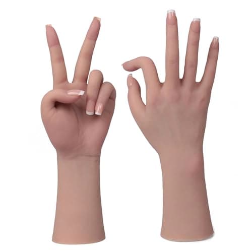 Image of Yuewen Life-Size Silicone Female Hands Built In Bones for Jewelry Display Manicure practice (Ivory White, 1PC Right Hand With Skeleton)