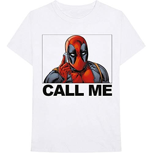 Image of Marvel Comics Deadpool Call Me Official Tee T-Shirt Mens Unisex (Medium) White