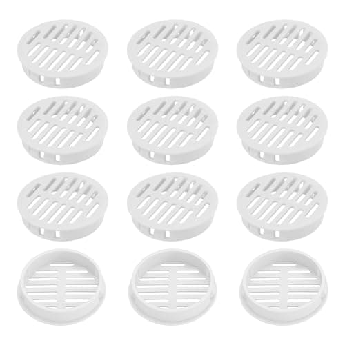 Image of 12PCS Round Soffit Vents, 50mm/2" Soffit Vent Cover Plastic, White Circular Air Vent Grille Flows Air for Bathroom Home Office Kitchen Cabinet