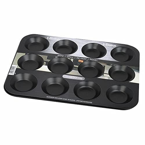 Image of I-Bake 12 Cup Non Stick Bun Tray, Alloy Steel, Multicolour, 5509