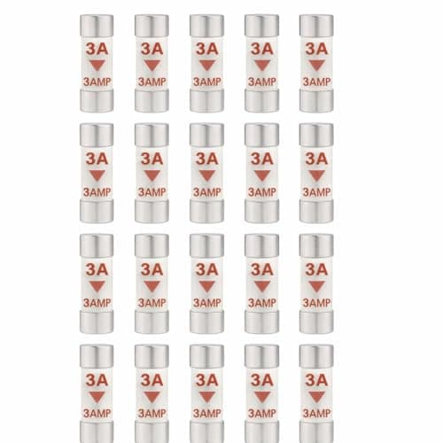 Image of 20 Pack 3A Ceramic Plug Fuses – Household Electrical Replacement Fuses for UK 3 Pin Plugs, Appliances & Extension Leads (3 Amp)