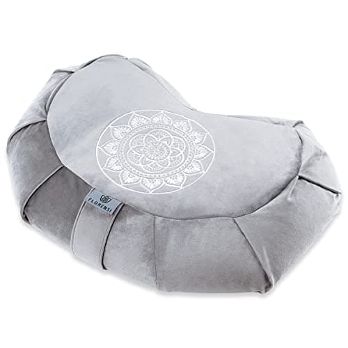 Image of Florensi Meditation Cushion - Comfortable Floor Pillow - Traditional Tibetan Meditation Pillow & Bench with Beautiful Velvet Cover - Large Floor Cushion Seating for Adults - Yoga Buckwheat Bolster