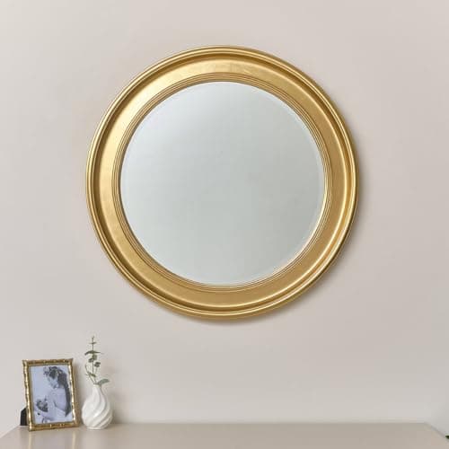 Image of Melody Maison Large Round Gold Vintage Wall Mirror 80cm x 80cm