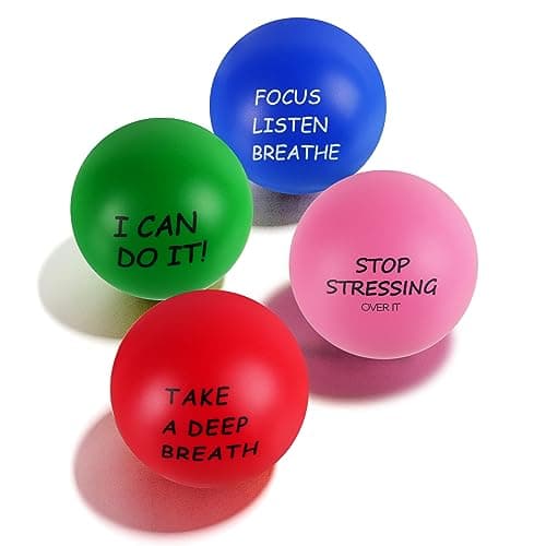 Image of Ainiv Motivational Squeeze Stress Balls, 4pcs Stress Relief Ball, Sensory Stress Ball for Adults, Hand Exercise Stress Relief Balls, Squeeze Toys for Anxiety, Fidget, Tension, Manage Anger