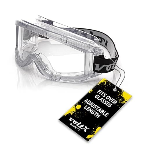 Image of voltX DEFENDER GOGGLES Indirect Ventilated Safety Goggles, CE EN166B, EN170-certified, Anti fog Coated, Scratch-Resistant UV400 Lens, Fits over regular specs as Safety OverGoggles for Adults