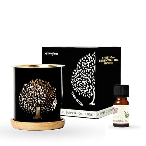 Image of Aromafume Tree of Life Essential Oil Burner | Oil Diffuser with candle | Brass | Use for Essential, Aroma & Diffuser Oil, Yoga, Meditation, Home Fragrance | with Surprise 10ml Essential Oil