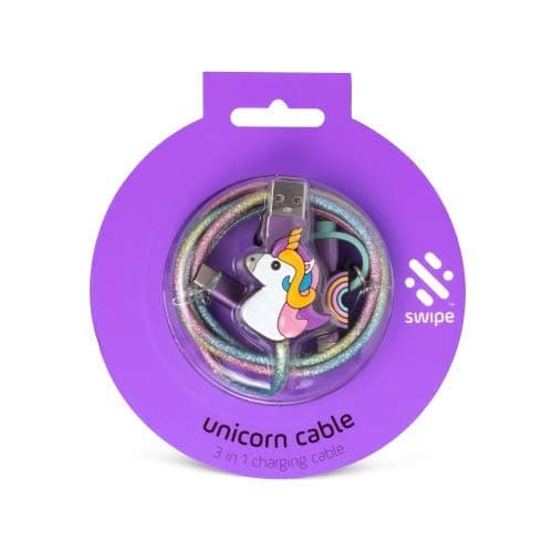 Image of Thumbs Up 3-in-1 Unicorn Data Phone Charging Cable 1m