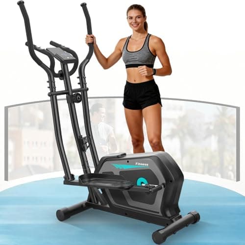 Image of Cowmew Elliptical Cross Trainer, Compact Elliptical Machine For Home Use, Magnetic Elliptical Machines Fitness with 16 Levels Resistance, LCD Monitor, Pulse Sensor Handle, 130 KG Weight Capacity