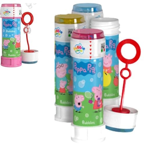 Image of Peppa Pig Bubble Tubes with Wand 60ml – 4 Pack Kids Bubble Party Favours with Puzzle Maze Lid – Birthday Party Bag Fillers