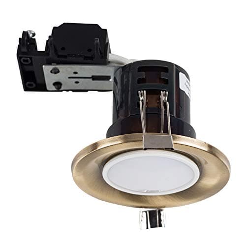 Image of MiniSun | Modern Fire Rated Antique Brass GU10 Recessed Ceiling Downlight/Spotlights | Ceiling Spots, Home Décor & Improvement Essential | Pack of 6 | Mains Wired