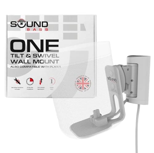 Image of Sound Bass ONE Wall Mount Bracket, Tilt and Swivel, White, Single (1pc), Compatible with ONE, ONE Gen 2, ONE SL & Play:1, Effortless Installation, Includes Mounting Kit