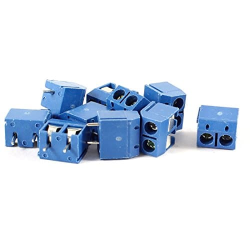 Image of sourcing map 10 Pcs 2 Pole 5mm Pitch PCB Mount Screw Terminal Block Blue AC 300V 16A