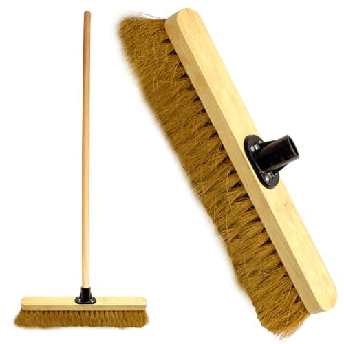 Image of LSC 18” Broom Indoor Outdoor Soft Broom Sweeping Brush with Wooden Handle Natural Coco Bristles Floor Brush with Soft Bristles for Room (PACK OF 1)