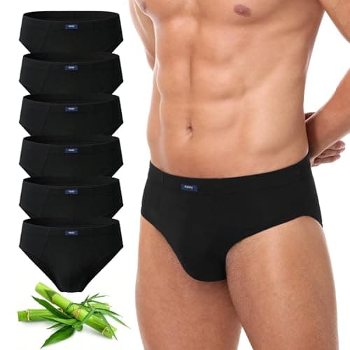 Image of FALARY Bamboo Mens Underwear Briefs Pack of 6 Mens Briefs Underwear Soft Slips Underpants for Men UK Men's Support Underpants for Fitness Anti Chafing Soft Comfortable Moisture Wicking Black 3XL